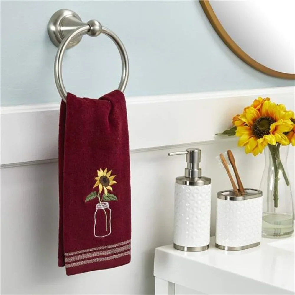 Home by Saturday Knight Ltd. Sunflower In Jar 2 Pc Hand Towel Set, Wine
